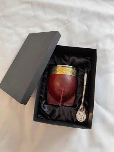 Caja Estuche Para Guarda Mate Y Bombilla Premium Con Sostene Negro