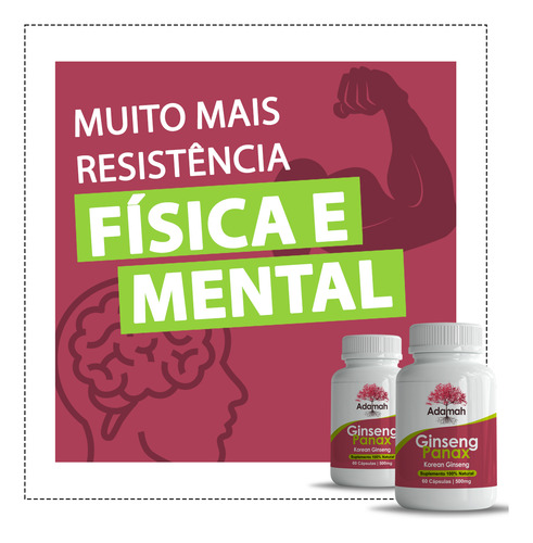 1 Pote Foco Mental E Alta Performance Panax Coreano 500mg Panax