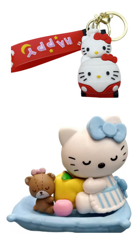 Llavero Kitty Autito Mas Figura Importada Hello Kitty Combo Llavero Mas Figura