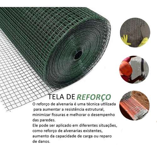Tela Reforço Soldada Galvanizada Alvenaria Fachada 0,50mx10m