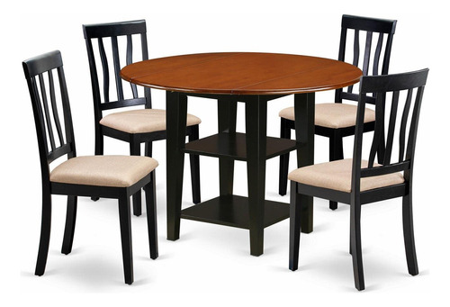 East West Furniture Suan5-bch-c - Juego De Mesa Y Sillas De.