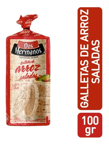 Caja 12 Galletas De Arroz Dos Hermanos Con Sal 100g Sin Tacc