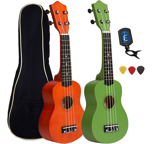 Pack Ukelele Soprano Colores Funda Acolchada Afinador Pua