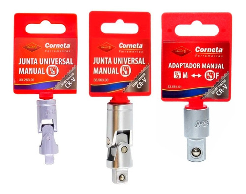 Junta Universal 3/8 E 1/4 + Adaptador Manual Corneta 