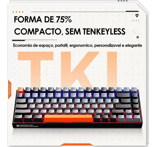 Teclado Gamer Mecânico Machenike B-84 Tkl 75% Red Switch