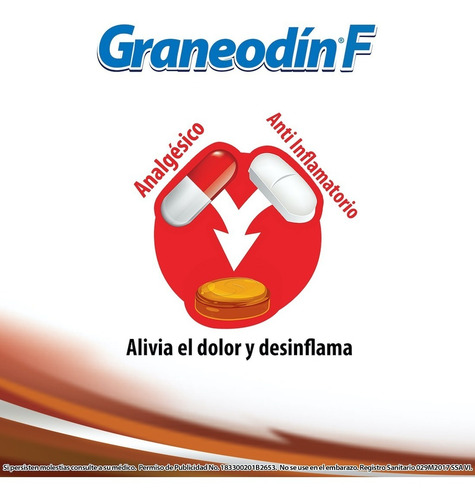 Caja X16 Pastillas Graneodín F Alivia El Dolor Sabor Naranja