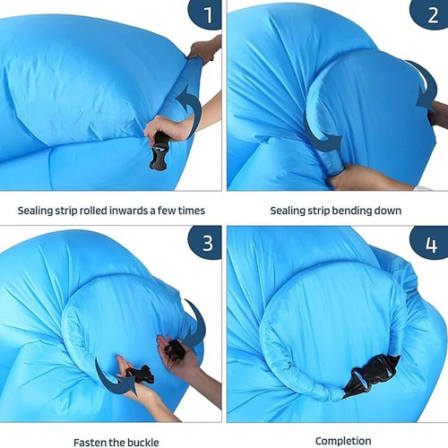 Inflable Tipo Sofa Para Camping O Playa Liso Color Azul
