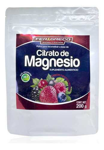 Citrato De Magnesio Frutos Rojos 200 Grs Fer Y Greco