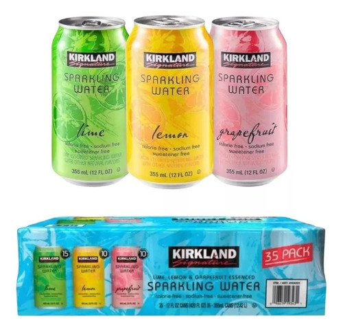 Agua Gasificada De Sabor Kirkland 35pz De 355ml Sin Calorias