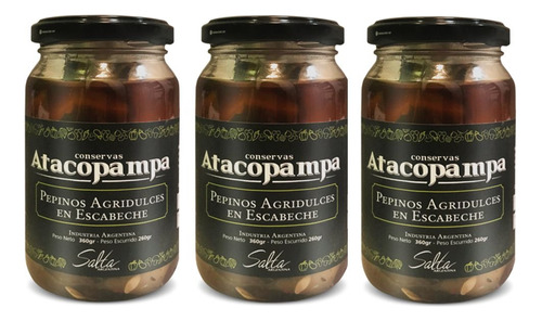 Pepinos Agridulces En Escabeche Conserva Atacopampa 360g X3