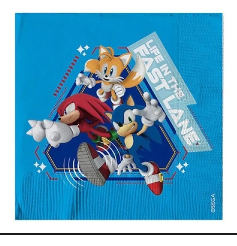 Pack 12 Servilletas Sonic De Cumpleaños Y Fiestas