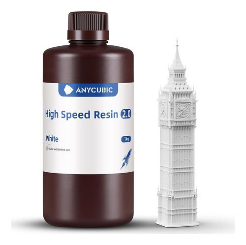 Resina 3d Alta Velocidad Anycubic 2.0 1kg Blanca