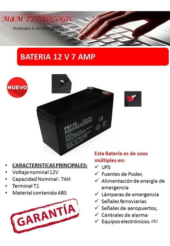 Bateria Para Ups Alarma 12v 7 Amp