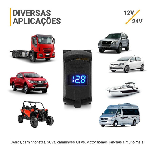 Imagem 8 de 8 de Carregador Usb Automotivo 2 Portas 5v Com Voltímetro