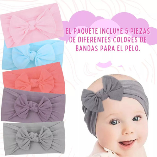Set Diademas Niñas Bebes Turbante Moño Banda Elástica Moda