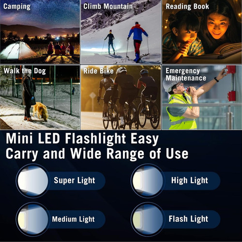 Lámpara Led Recargable Portátil ,campamento,luz De Llavero Negro Blanco