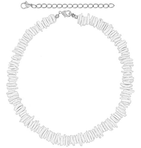 Fablinks Collar De Concha De Puka Blanca, Estilo Hawaiano, C