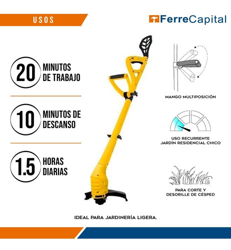 Desbrozadora Eléctrica 300 W + 3 Carretes De Hilo, Pretul