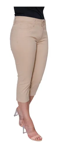 Calça Feminina Sarja Slouchy Caqui Verão Disfarça Barriga