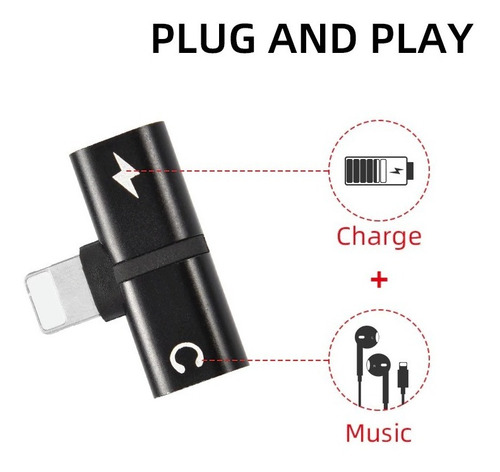 Imagen 2 de 4 de Adaptador Splitter De Carga Y Audio Para iPhone 11/x/8/7/6/5