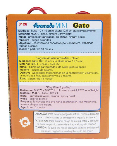 Brinquedo Pedagógico Educativo Aramado Mini Gato Carlu