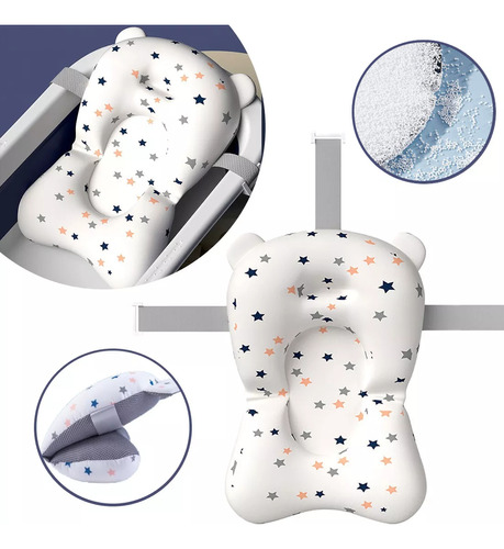 Almohadilla Suspensión Para Bebés Red Baño Respaldo Almohada articulos para bebe estrellas blancas