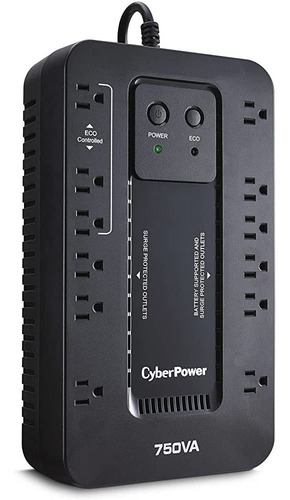 Nobreak Cyberpower Ec750g 750va 450w 12 Contactos Nema 5-15r