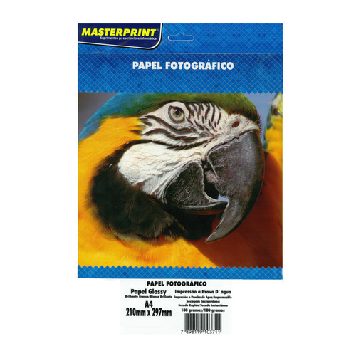 Papel Fotográfico 180g A4 50 Folhas Glossy Premium Masterprint