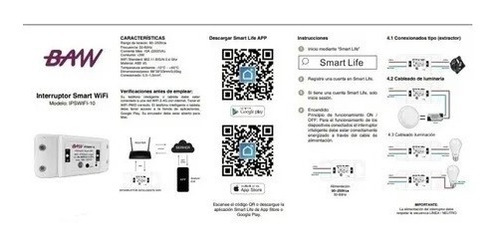 Imagen 2 de 5 de Interruptor Inteligente Wifi Smart Life Baw Tecnopoint