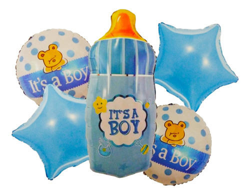 Kit De Globo Baby Shower Con Globo De Biberon Azul