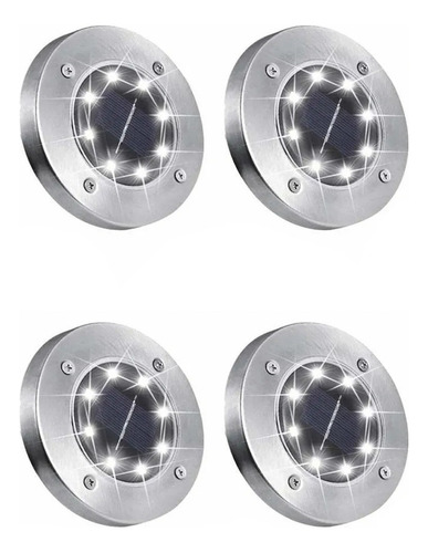 Lampara Solar 8 Leds For Piso Jardín Cesped Exterior 4pzs .