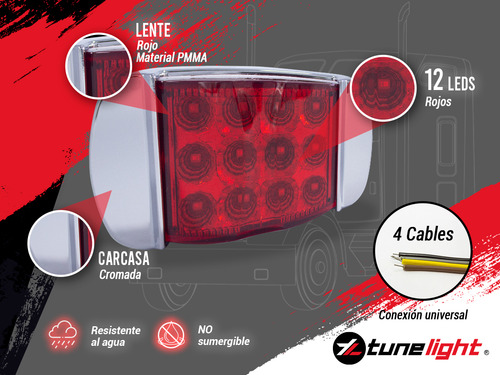 10) Plafones Lat Rojos Con 12 Leds Rectangulares Tunelight