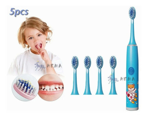 Cepillo Dientes Electrico Ultrasonico Para Niños+5 Cabezales