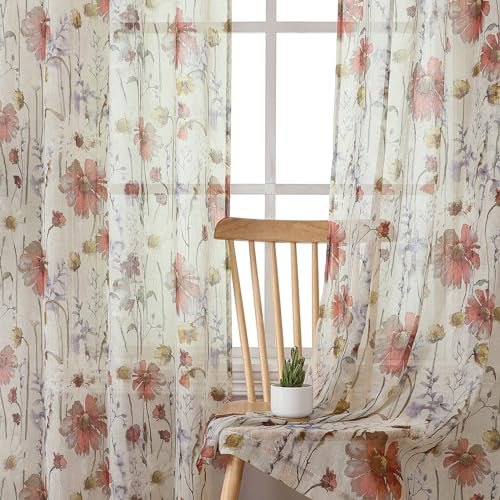 Owenie Crushed Semi Sheer Curtains 72 Pulgadas De Largo 2 P