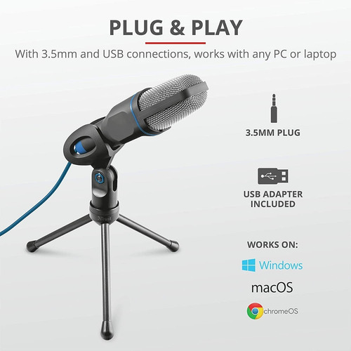 Microfono Usb Y Plug Ajustable TriPod