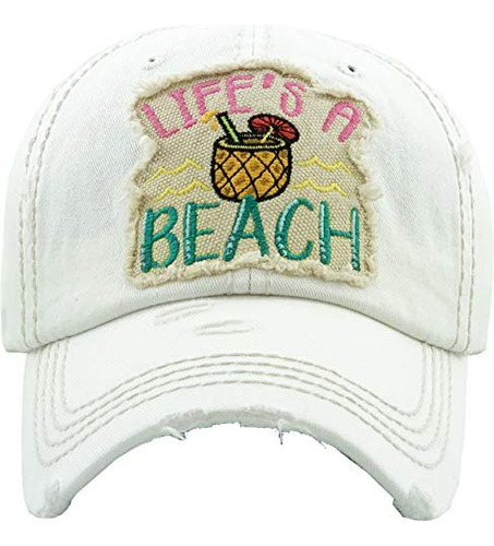 Sombrero De Parche Angustiado: La Vida Es Una Playa G9l9z