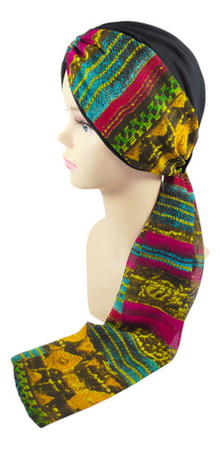 Turbante Para Mujer Gorro Dama Oncológico Quimio Alopecia Color Negro-multicolor