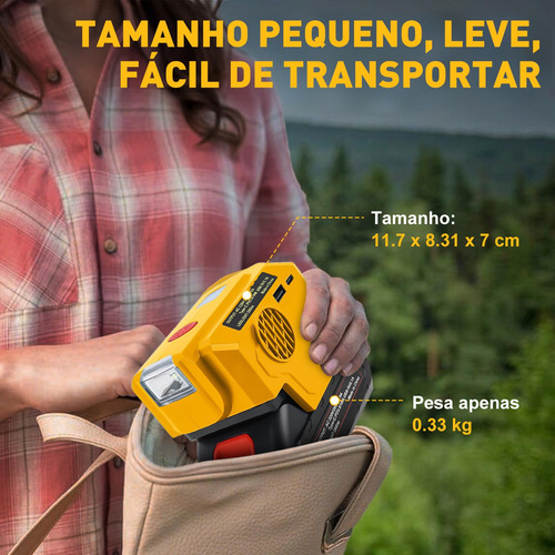 Conversore De Corrente Portátil Sem Fio, 2*2000mah Baterias