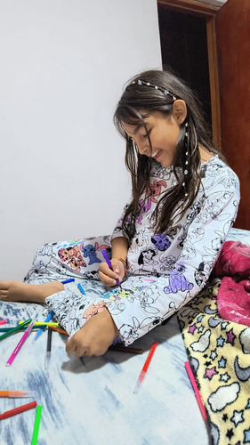 Pijama Niño Niña Para Pintar Colorear + Plumones Navidad Reg