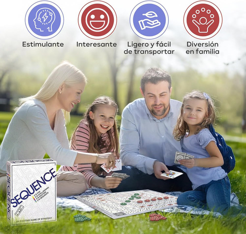 Juego De Mesa Secuencia Familiar Con Tablero Plegable Y 135