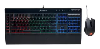 Kit de teclado y mouse gamer Corsair K55 + Harpoon RGB Inglés de color negro