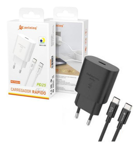 Carregador Turbo 25w Tipo-c Pei-pd003-5 Preto