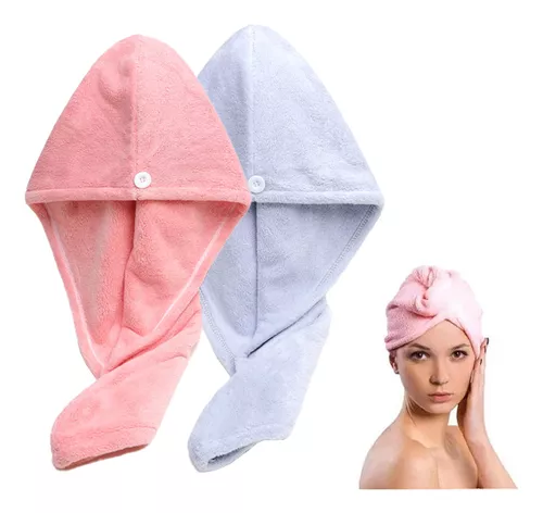 5 toallas para el cabello, toalla de microfibra para el cabello, turbante  súper absorbente de secado rápido, toallas de secado de cabello con botón
