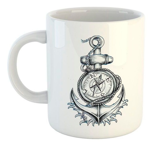 Taza De Ceramica Diseño Brujula Compass Ancla