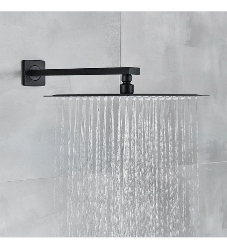 3 Chuveiro Inox Preto Fosco De Banheiro Quadrado 30x30 Kit 3
