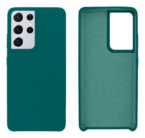 Capinha Comparável Com Galaxy S21 Ultra Interior Aveludado Cor Verde-escuro