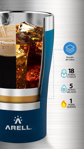 Imagem 2 de 9 de Copo Térmico De Cerveja 500ml Azul Ocean Blue - Arell