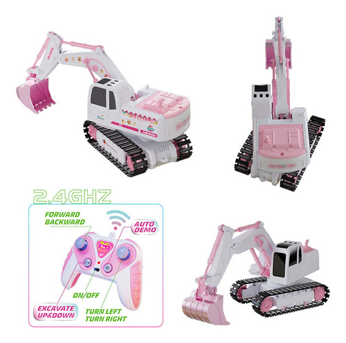 Excavadora Pinks Romantic Alloy Track Con Mando A Distancia,