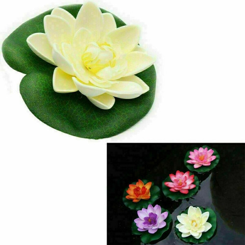 10 Pzs Artificiales Loto Flores Lirio Cojín Flotante Ornamen
