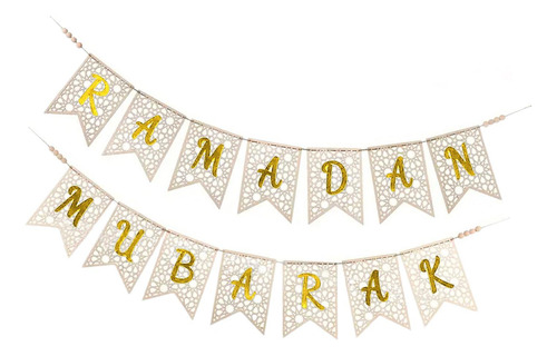 Ramadan Banner Pull Flag Decoraciones Musulmanas Props Oro